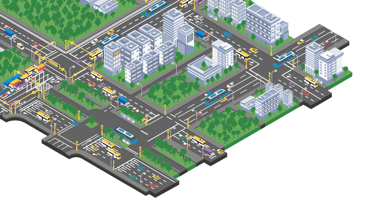 Kartenansicht einer Stadtsimulation