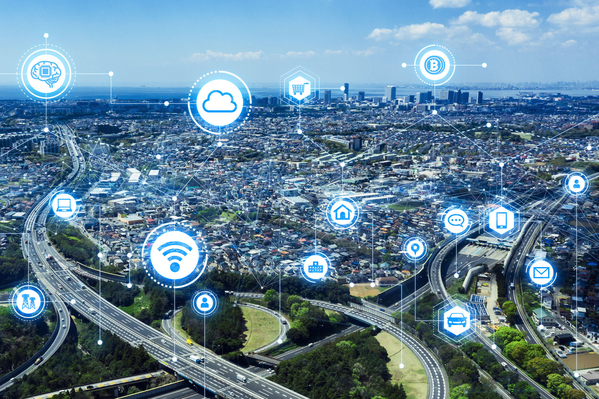 Smart City - Communication network concept