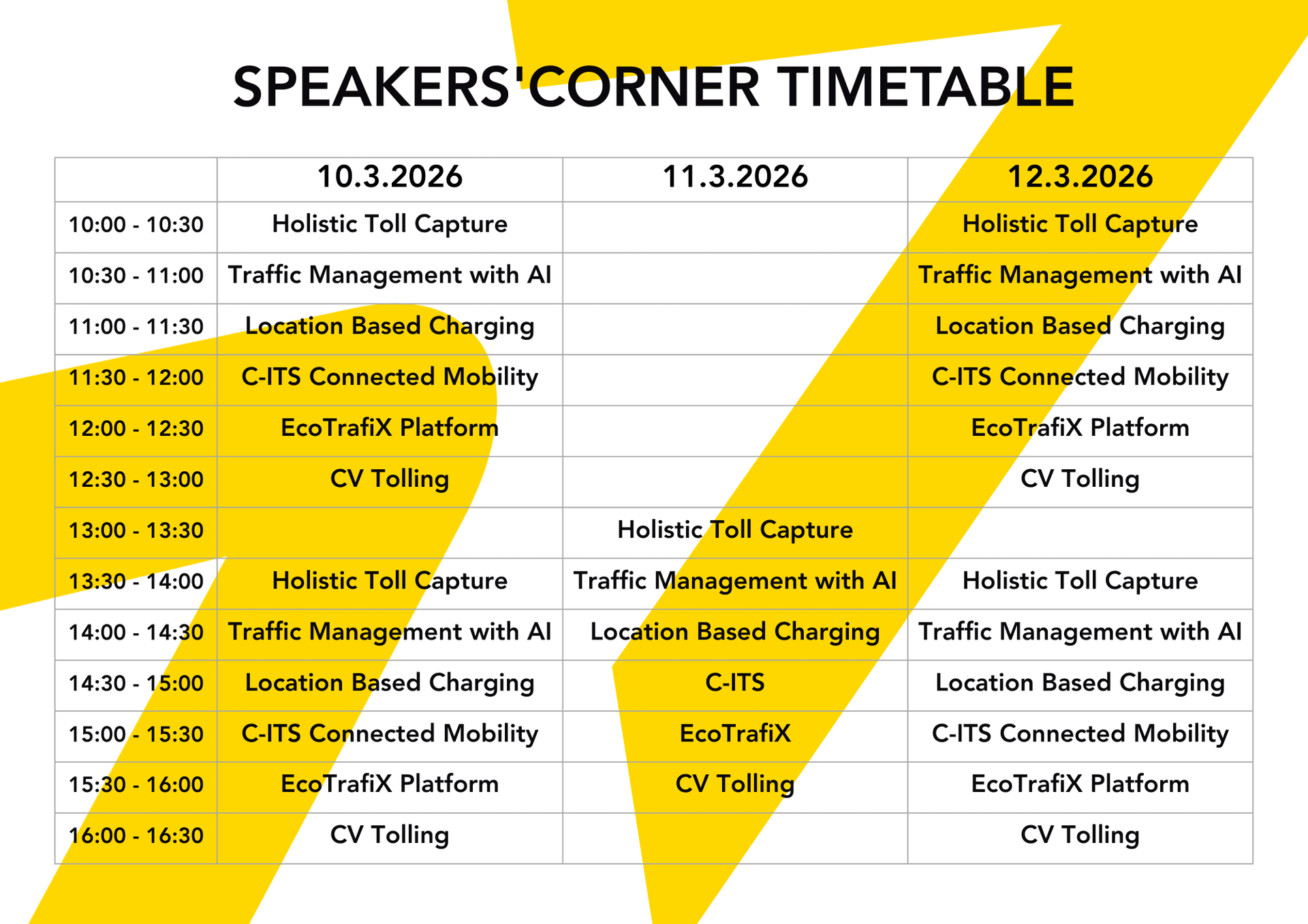 Speakers' Corner Timetable