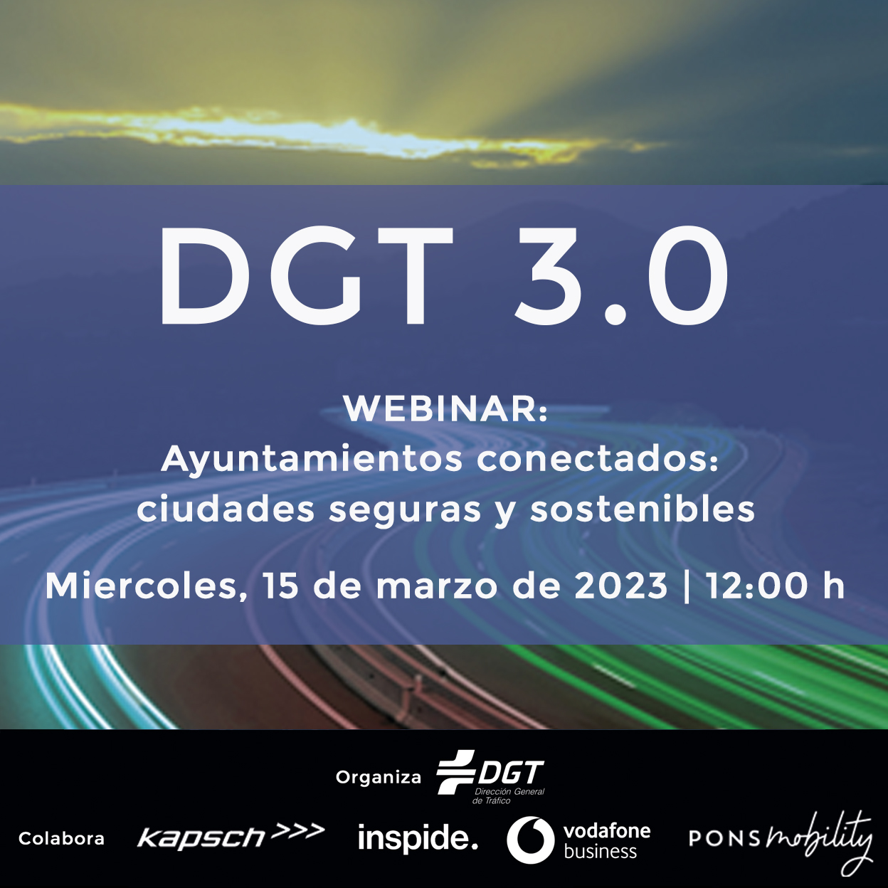 Plakat mit Straßenszene und Text in grafischem Design.