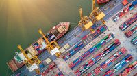 Container Cargo ship and plane.