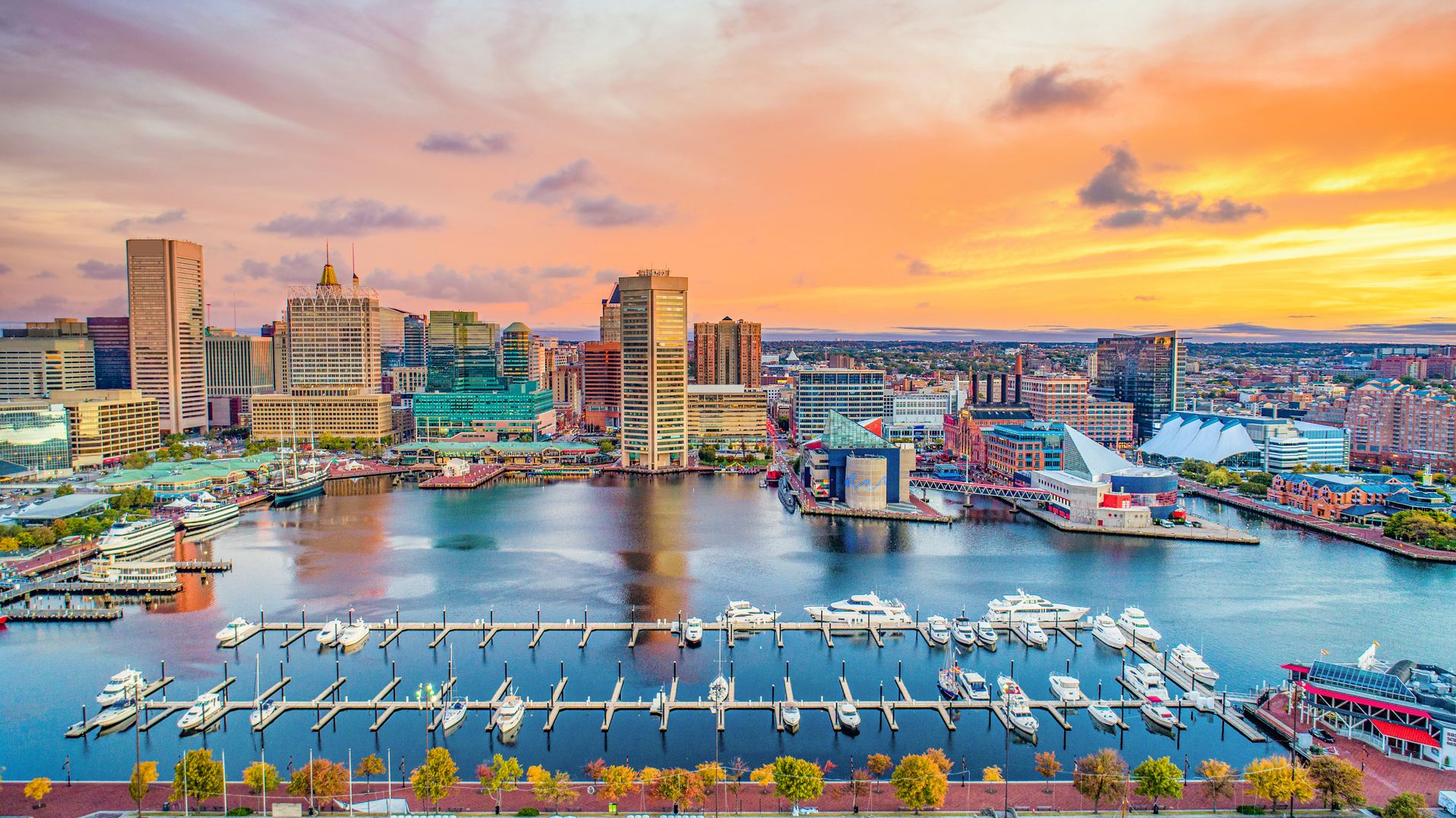 Baltimore Maryland MD Inner Harbor Skyline Antenne
