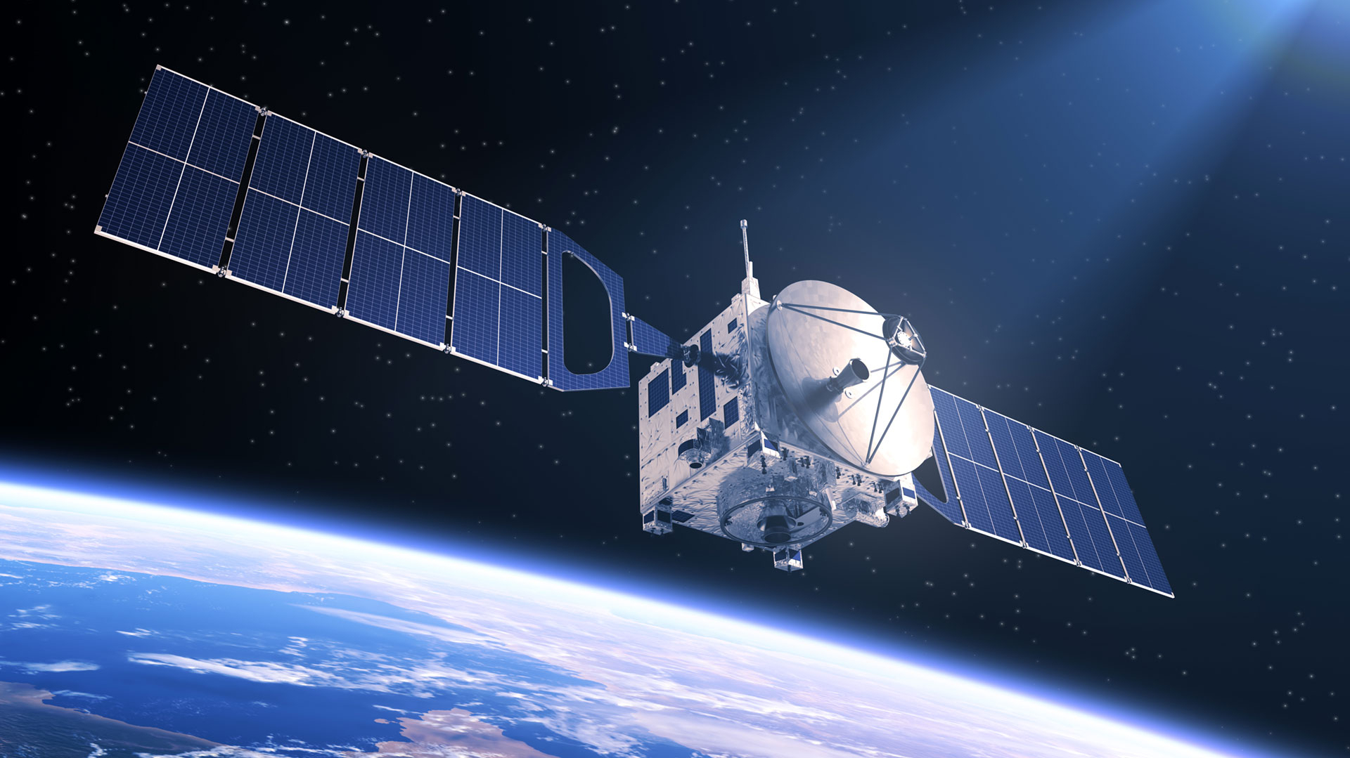 Un satélite en el espacio que proporciona datos para las soluciones de tarificación basadas en la ubicación de Kapsch TrafficCom.