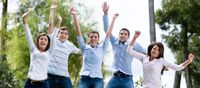 Group of friends jumping (Jobs)