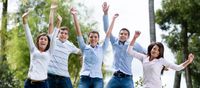 Group of friends jumping (Jobs)