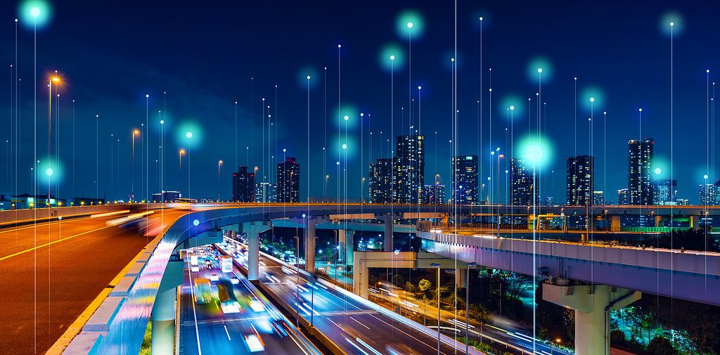 KTC7465 Modern cityscape and communication network concept  Telecommunication  IoT Internet of Things   ICT 
