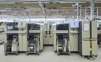 Machines on a production line in the main production hall