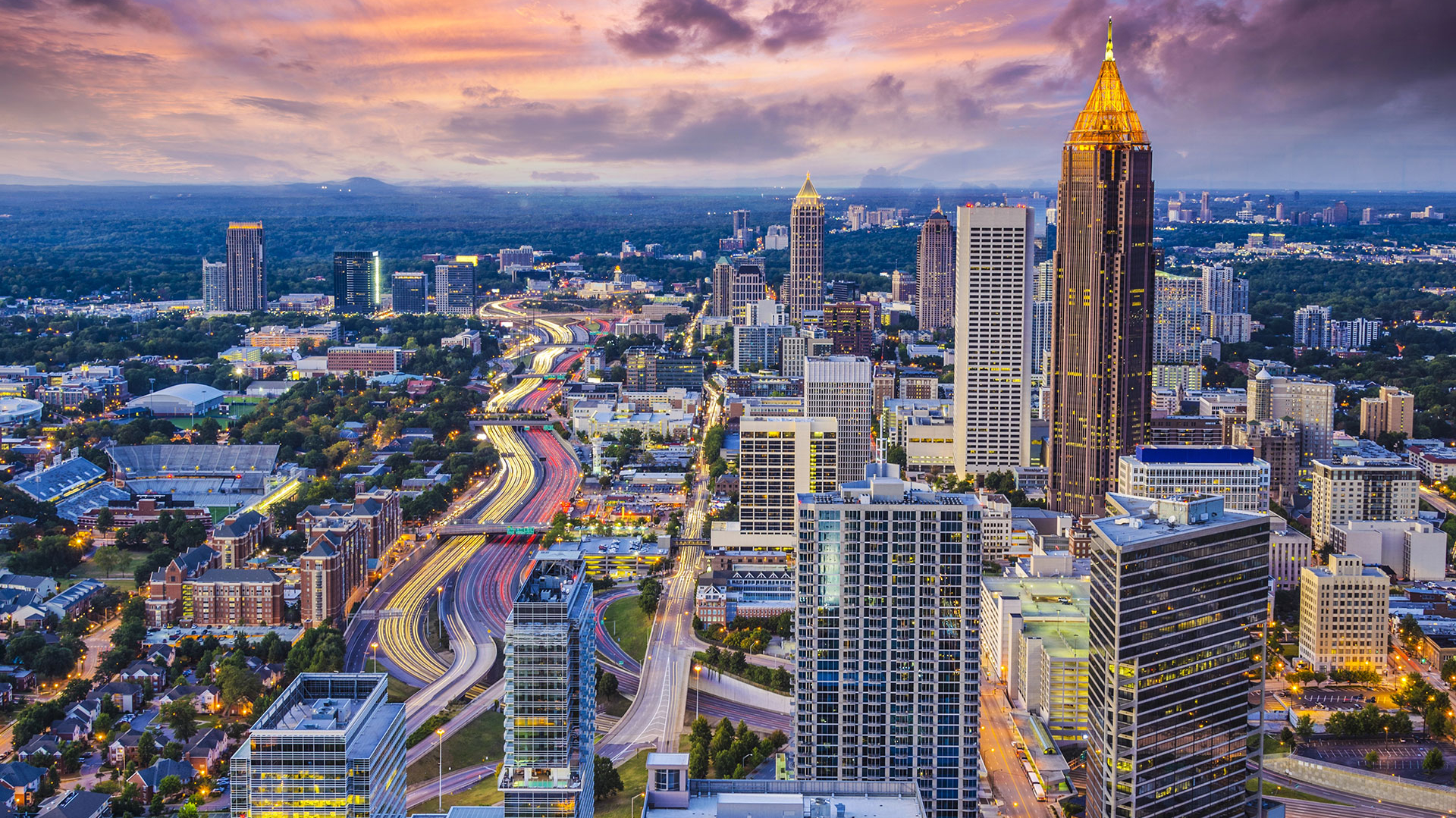 Atlanta Skyline by Sunset, GA-USA