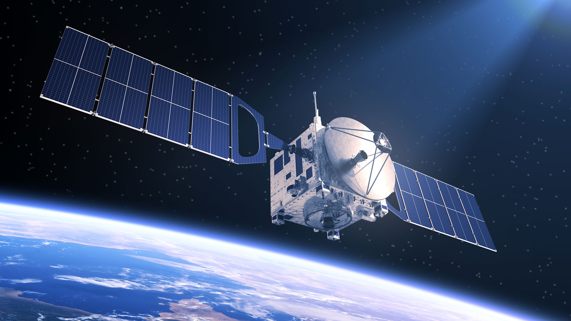 A satellite in space providing data for Kapsch TrafficCom's location-based charging solutions.