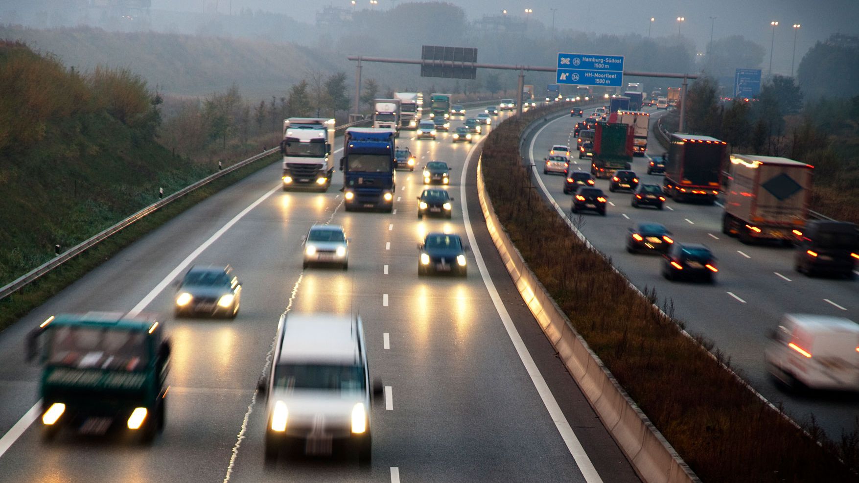 German motorway early in the morning