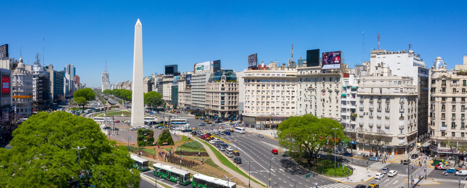 Panorama of obelisk landmark in Buenos Aires and green letters BA (KTC1764)